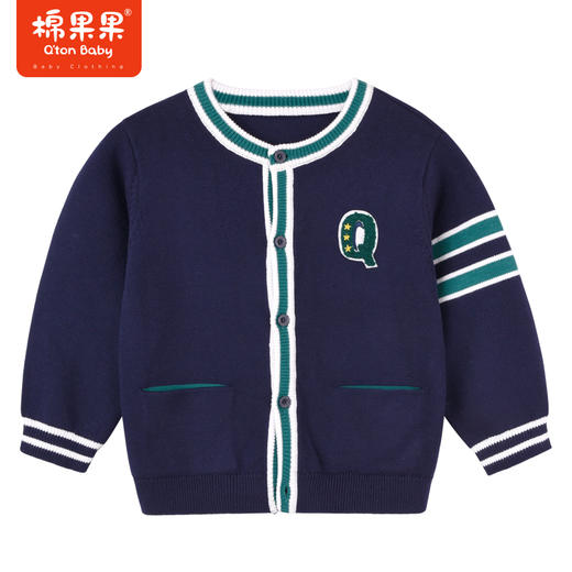 商场同款棉果果秋季新款男童毛衣全棉对开棉线学院风外套M312161222536 商品图0