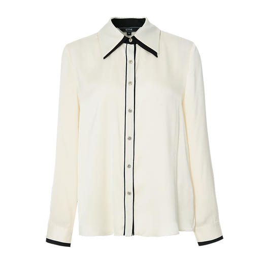EITIE爱特爱秋季新款白色修身百搭通勤长袖衬衫衬衣上衣女6709419 商品图5