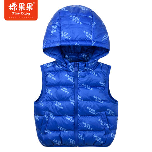 棉果果秋季新款男童连帽满印轻羽绒马夹M312171922517 商品图0