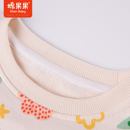 商场同款棉果果秋季新款卫衣绒衫女童米色显白落肩圆领卫衣抓薄绒M322180222468 商品图3