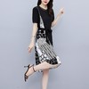 2022夏新款气质显瘦女装通勤时尚印花短袖气质拼接连衣裙  XY-LYF9934 商品缩略图2