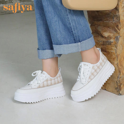 品牌定制| 索菲娅小香风花呢超轻松糕底休闲鞋2022秋新款四季小白鞋SF23112414 商品图0