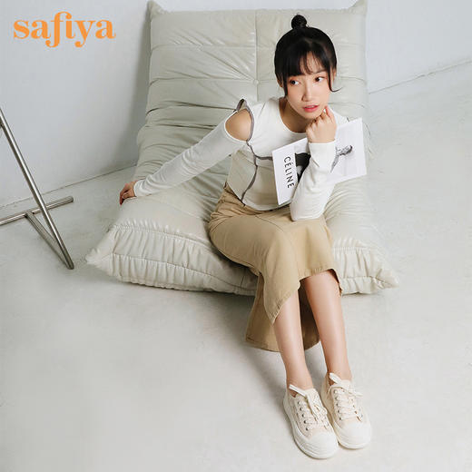 品牌定制| 索菲娅棋盘格网面云感轻盈底小白鞋2022秋新款溶解厚底休闲鞋SF23112416 商品图4