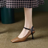 气质方头羊皮鞋，细跟浅口舒适高跟鞋 YS-3933 商品缩略图0