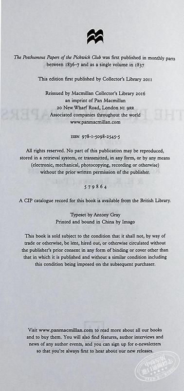预售 【中商原版】Collectors Library系列：匹克威克外传 英文原版 The Pickwick Papers 商品图8