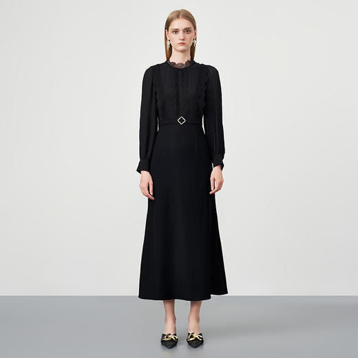 EITIE爱特爱秋季新款束腰长袖优雅显瘦连衣裙6777407 商品图7
