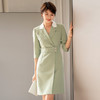 AD高端绿色西装连衣裙女夏季通勤高级感职业装气质女神范裙子 商品缩略图3