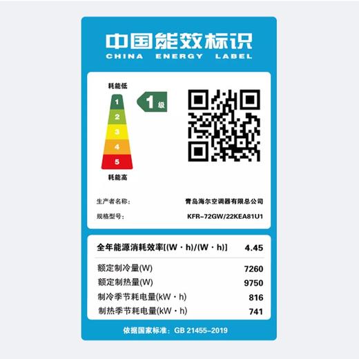 海尔（Haier）空调3匹大挂机办公室制冷挂机家用壁挂式客厅空调 雷神者3匹一级KFR-72GW22KEA81U11 商品图5