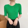 【常规圆领，时尚大方】黛唯梵冰丝针织衫女上衣，2022新款修身显瘦打底短袖薄款 商品缩略图2
