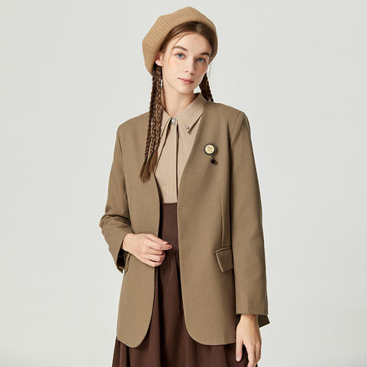 famecoco范可儿气质职业西装外套女早秋款V领通勤商务正装D221AW402 商品图0