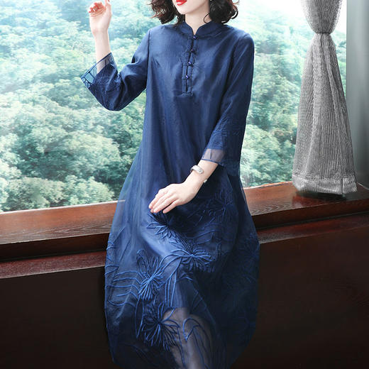 复古中国风改良旗袍版连衣裙裙子民族风刺绣大码中式女装 商品图0