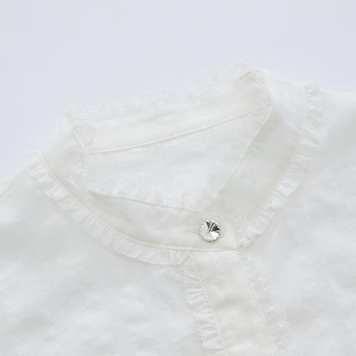 谜底长袖衬衫2022新款拼接蕾丝合体上衣女228MC6155 商品图3