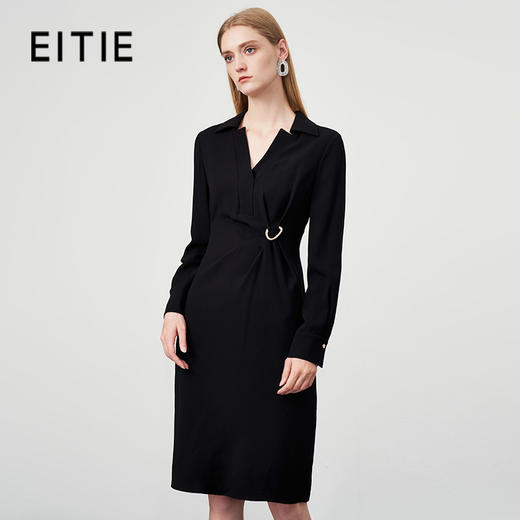 EITIE爱特爱秋季新款系带长袖优雅显瘦连衣裙6707412 商品图0