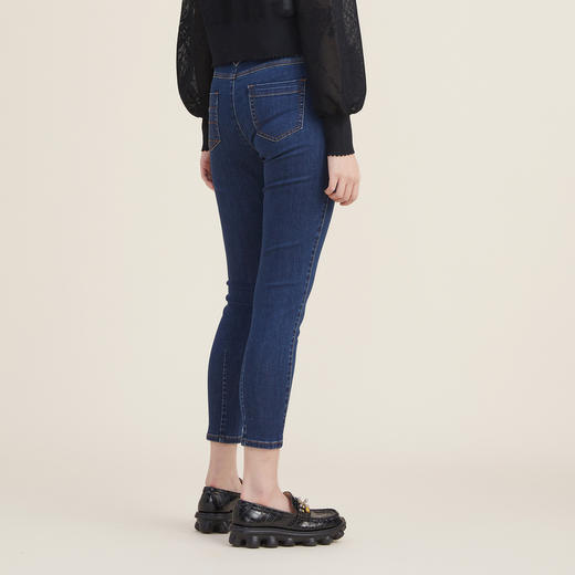 谜底牛仔裤女2022秋新品自然腰紧身显瘦洗水九分裤女223MK1014 商品图2