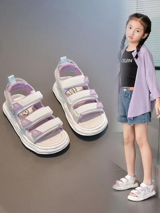 【清凉一夏，焕发活力】女童凉鞋，2022年新款夏季运动软底鞋子，小孩防滑轻便休闲儿童沙滩鞋 商品图1