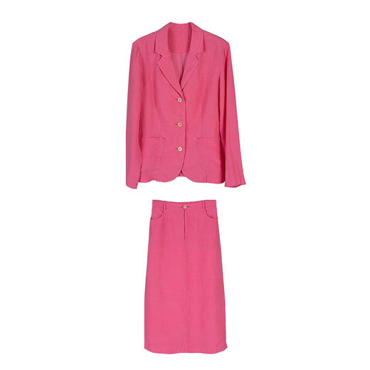 三绽放/553-565/魅惑粉亚麻文艺休闲西装薄款宽松外套女半身裙套装 商品图4