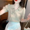 2022年夏款新中式盘扣衬衫女短袖薄款设计感小众翻领衬衣 KQL6179 商品缩略图0