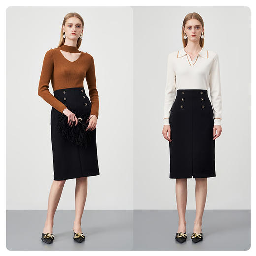 EITIE爱特爱秋季新款女装时尚包臀修身显瘦半身裙6706409 商品图3