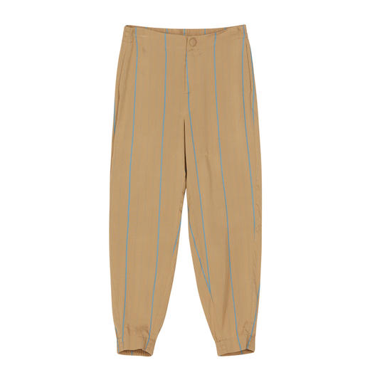 谜底休闲裤女2022秋新品竖条纹显瘦束脚醋酸九分裤223MK1069 商品图4