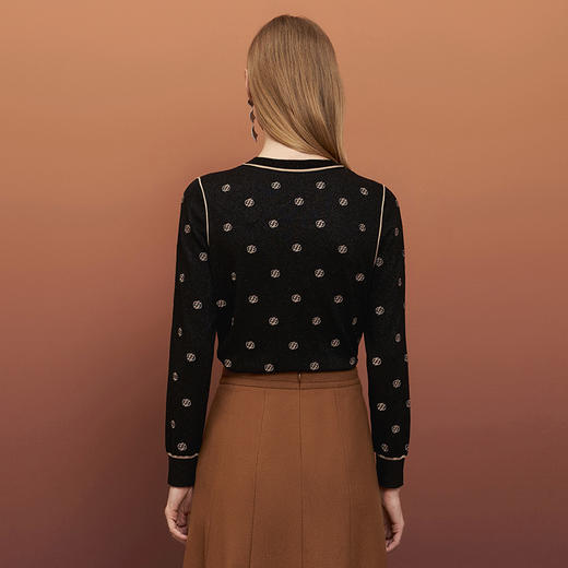 EITIE爱特爱秋季新款优雅气质刺绣打底针织衫6701401 商品图9