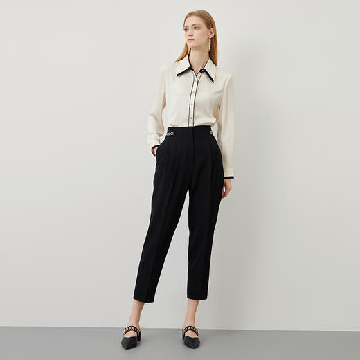 EITIE爱特爱秋季新款白色修身百搭通勤长袖衬衫衬衣上衣女6709419 商品图3