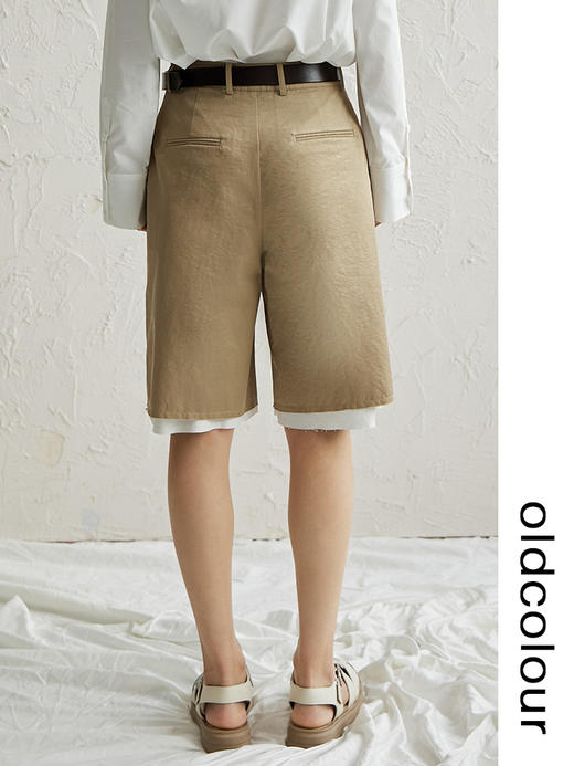oldcolour中性风卡其色直筒休闲裤早秋新款宽松百慕大短裤 商品图3