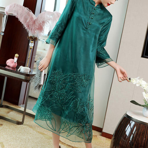 复古中国风改良旗袍版连衣裙裙子民族风刺绣大码中式女装 商品图5