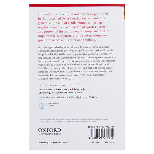 【中商原版】Lord Byron - The Major Works (Oxford World's Classics) 英文原版 牛津世界经典系列：拜伦勋爵的主要作品 Lord George 商品图1