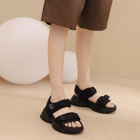 西村名物2022年夏新款休闲魔术贴厚底增高凉鞋女24061