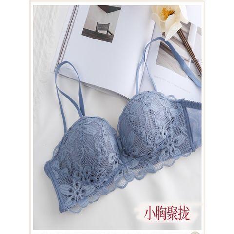 超低价【两件优惠装】内衣女小胸聚拢无钢圈文胸日系少女薄款红色本命年结婚新娘文胸罩套装无痕内衣少女无钢圈聚拢日系bra文胸罩套装红色薄款 商品图8