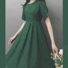裙子新款2022夏季大码女装胖妹妹气质显瘦法式初恋森系绿色连衣裙 商品缩略图4