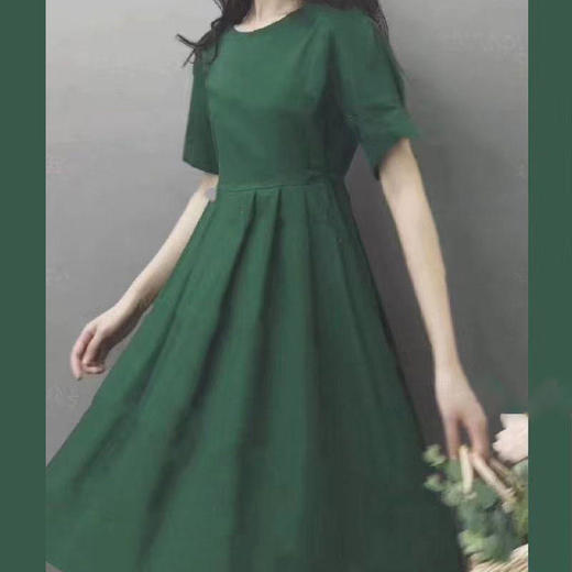 裙子新款2022夏季大码女装胖妹妹气质显瘦法式初恋森系绿色连衣裙 商品图4