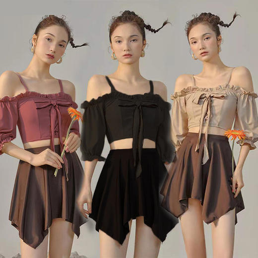 泳衣女款分体两件套新款吊带专业泳衣保守学生显瘦网红风温泉 商品图1