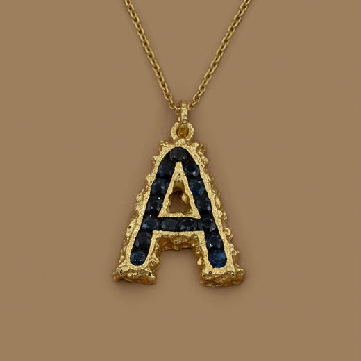 订购8周到｜Pach Pearl-Alphabet Sapphire-字母 蓝宝石 项链［瑞士设计师］ 商品图0