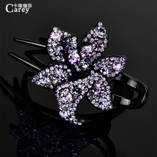 LBE三齿夹盘发抓夹头饰 韩国优雅个性水钻发卡一字鸭嘴成人发夹 商品图1