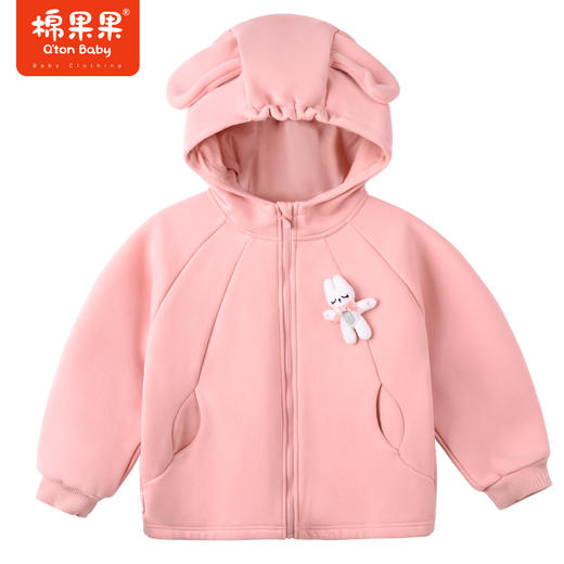 商场同款棉果果秋季新款女童绒里针织连帽复合绒外套舒适柔软可爱M322100422462 商品图2