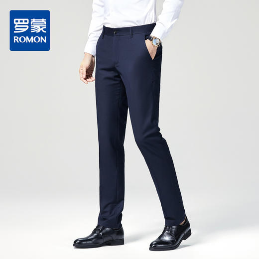罗蒙春秋装抗皱西裤男士商务通勤纯色百搭直筒修身长裤男西装裤 商品图1