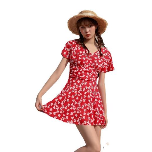 大码泳衣女连体专业泳衣新款时尚碎花加大胖MM显瘦遮肉泡温泉 商品图2