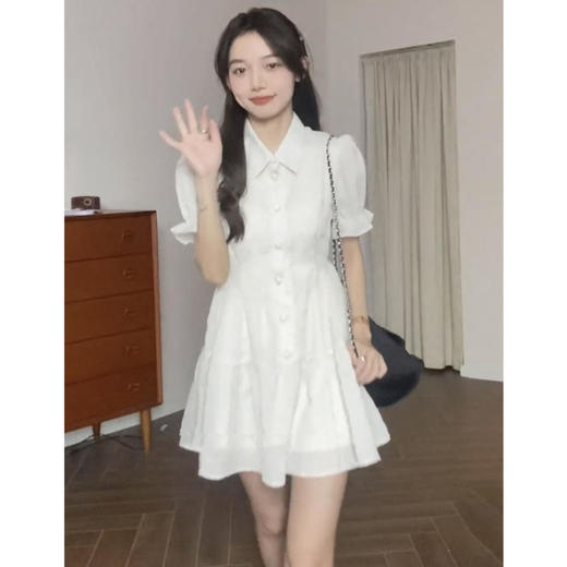 连衣裙女2022年夏季新款小个子显高显瘦甜辣风法式泡泡袖a字裙子 商品图4