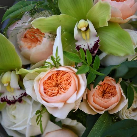 野趣  清新绿色系花束朱丽叶玫瑰大花蕙兰 商品图1