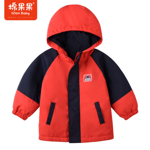 8商场同款棉果果秋季新款男童撞色时尚酷潮连帽夹棉风衣外套M312101422500 商品图0