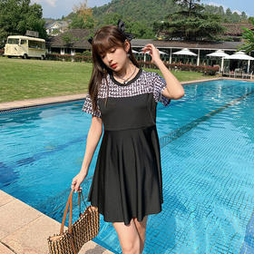 2022新款大码分体两件套泳衣女胖MM时尚显瘦保守遮肉温泉度假泳装