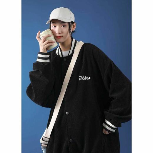 灯芯绒字母刺绣棒球服外套女2021春装新款韩版宽松情侣学生上衣潮 商品图2