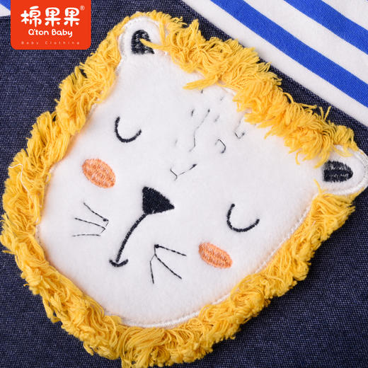 商场同款棉果果秋季新款男童条纹舒适纯棉童趣假两件连体衣M312720222540 商品图6