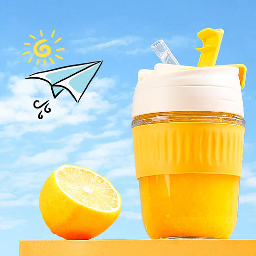 「满杯元气！予你四季色彩」双饮玻璃水杯女便携吸管杯杯子居家日用ins风可爱豆浆牛奶杯餐饮用具咖啡杯随行杯 商品图0