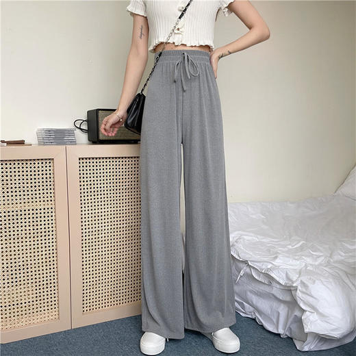 新款高腰阔腿裤女春秋季新款时尚百搭显瘦宽松休闲长裤垂感拖地直筒裤清凉女裤出游裤子 商品图2