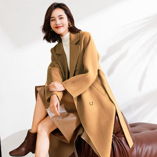 Avann双排扣长款100%羊毛大衣801 商品图1