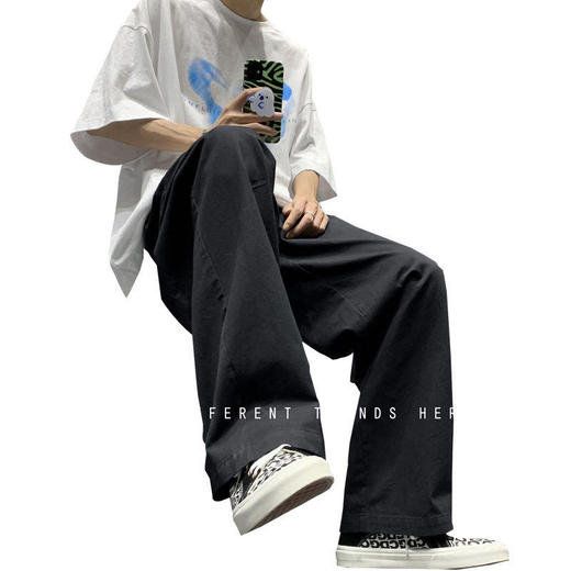 黛唯梵港风阔腿裤子男，潮流垂感百搭西裤夏季薄款，直筒宽松休闲拖地裤 商品图4