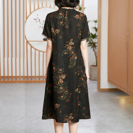 XT  23111-1真丝香云纱显瘦碎花连衣裙桑蚕丝裙宽松气质 商品图3