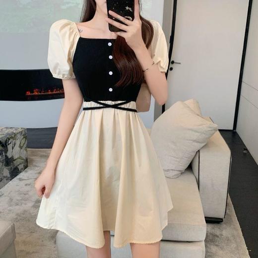 黛唯梵温柔风茶歇桔梗裙2022新款方领法式初恋公主风一字领连衣裙女夏天 商品图4